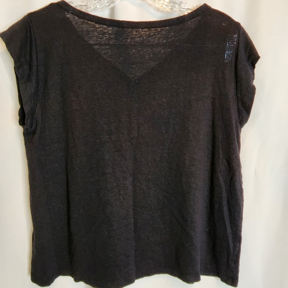 LOFT Black short sleeved linen top Size Small - Picture 2 of 6